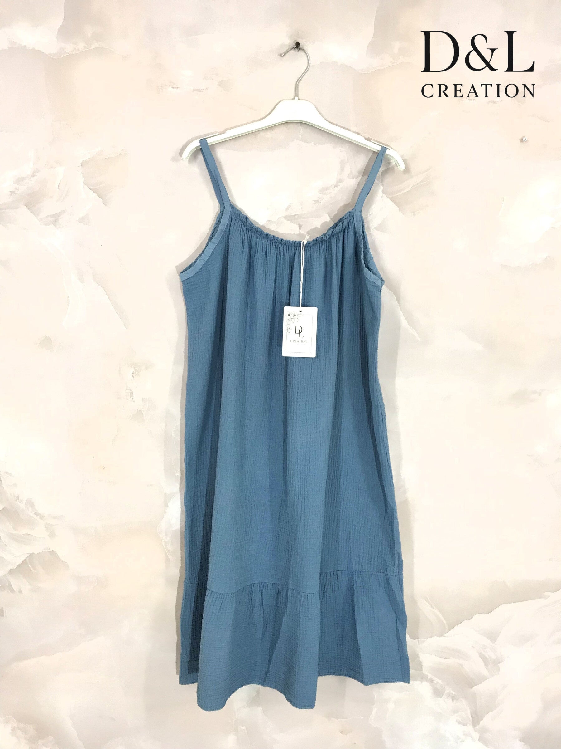 Plus Size Mid-length Dress i Dubbel Bomullsgaze