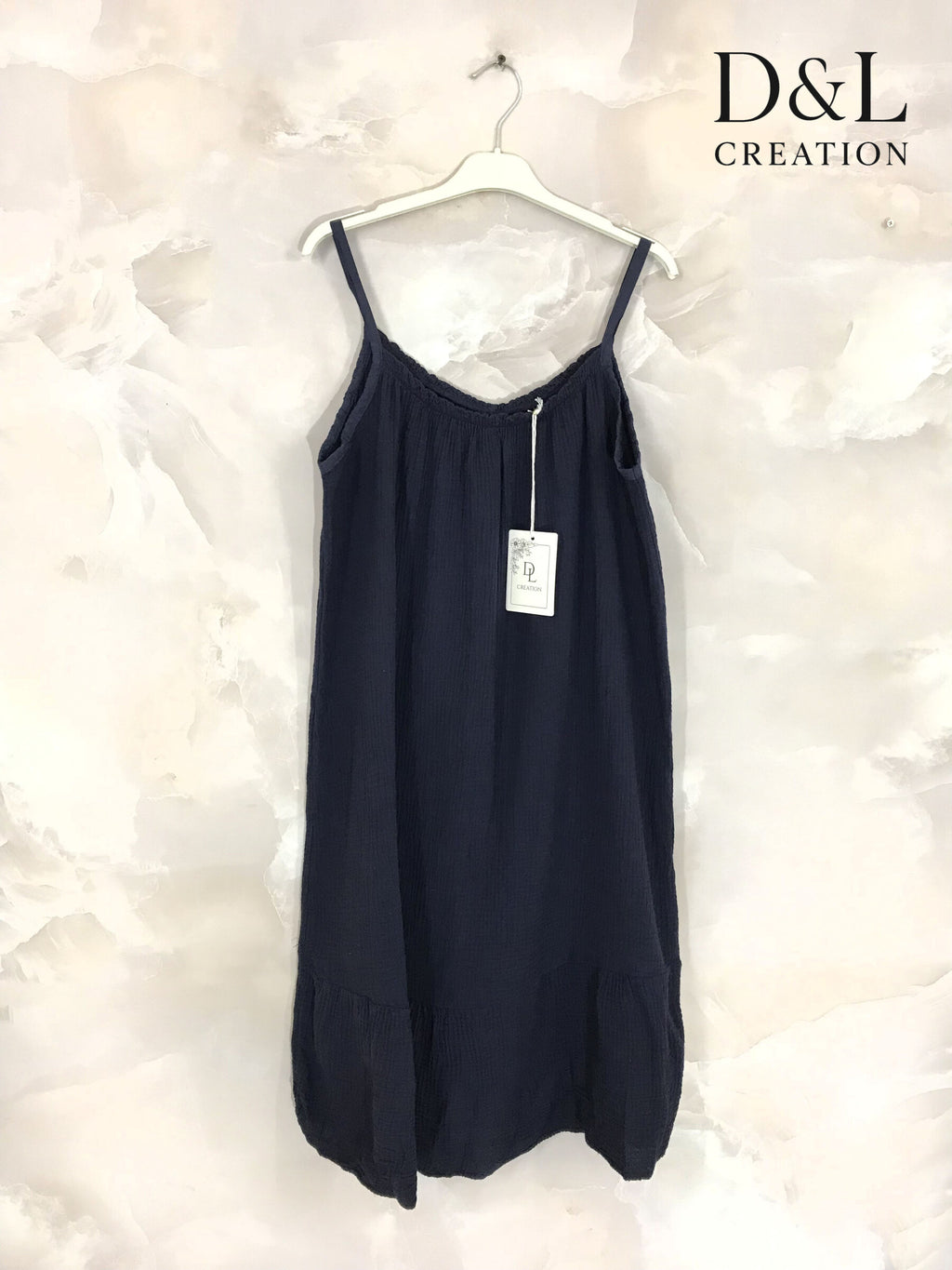 Plus Size Mid-length dress in double cotton gauze size 38 to 48