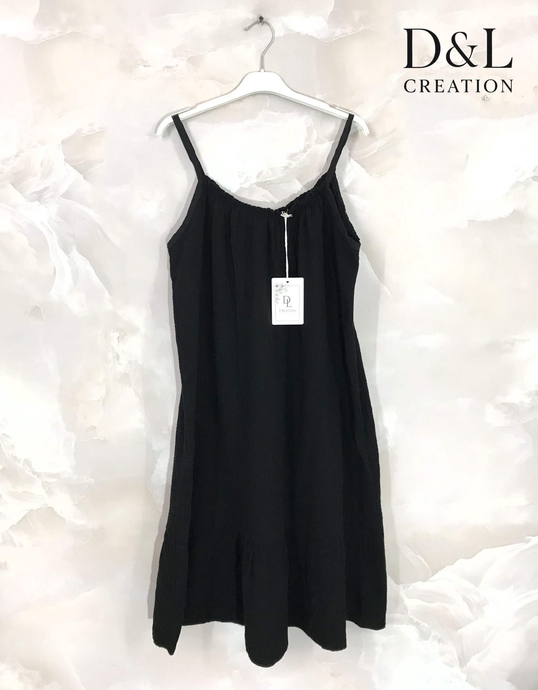 Plus Size Mid-length dress in double cotton gauze size 38 to 48