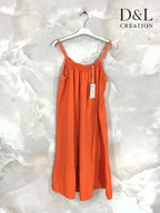 Plus Size Mid-length dress in double cotton gauze size 38 to 48