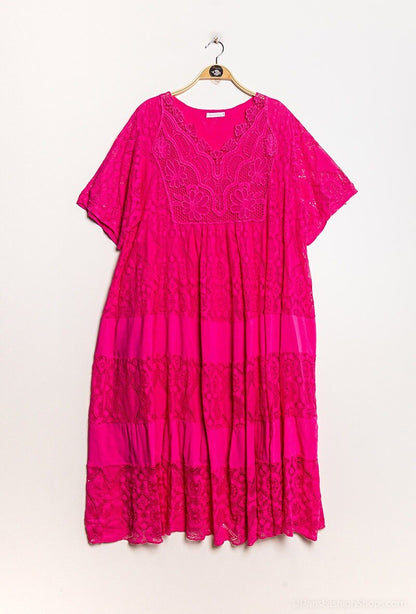 Plus Size Lace midi dress with overlay effect