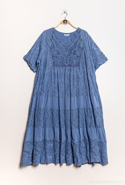 Plus Size Lace midi dress with overlay effect