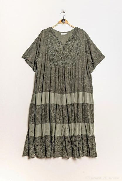 Plus Size Lace midi dress with overlay effect