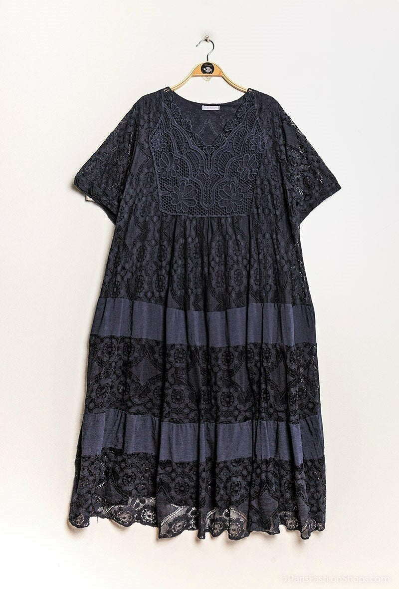 Plus Size Lace midi dress with overlay effect