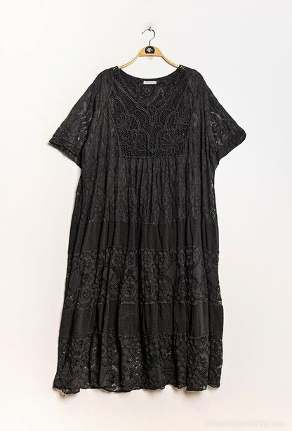 Plus Size Lace midi dress with overlay effect