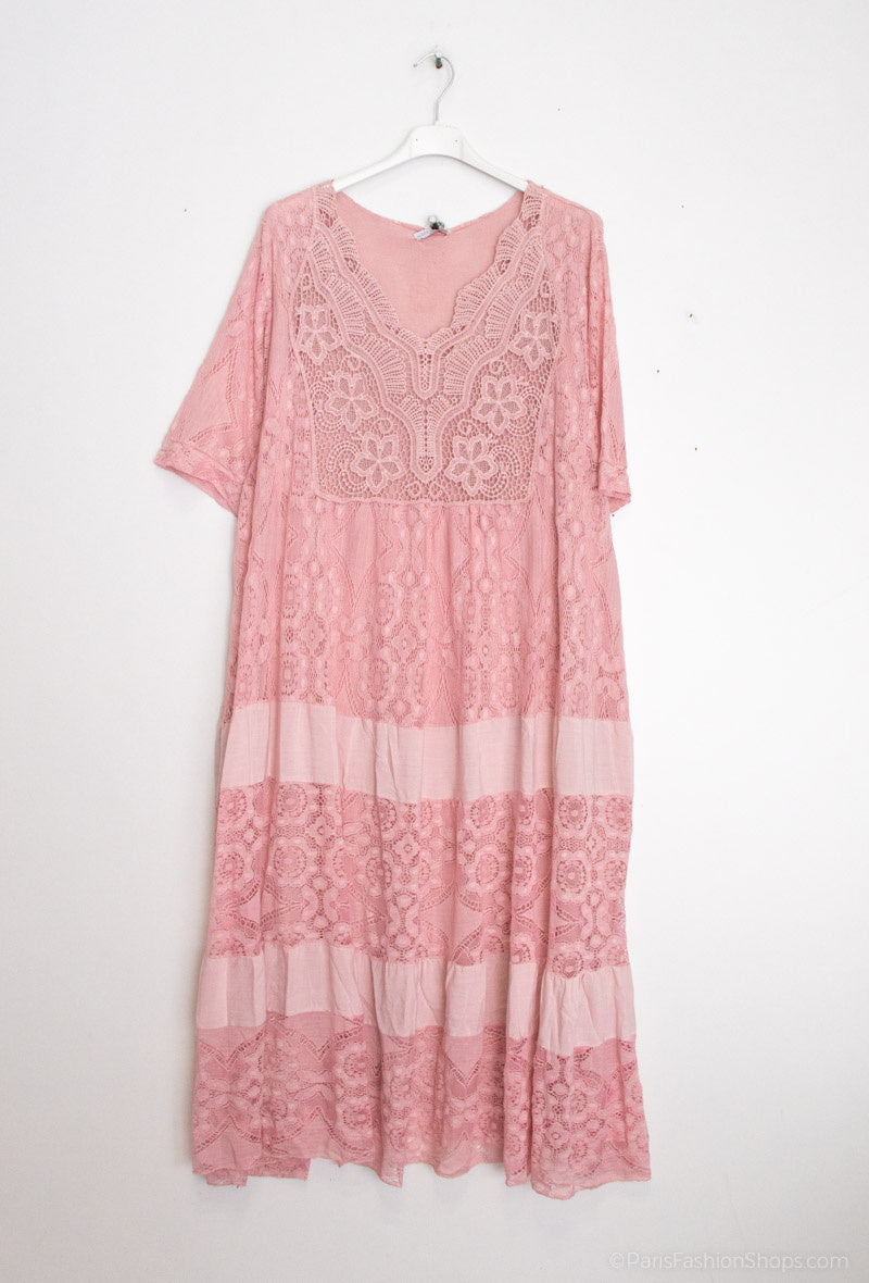 Plus Size Lace midi dress with overlay effect