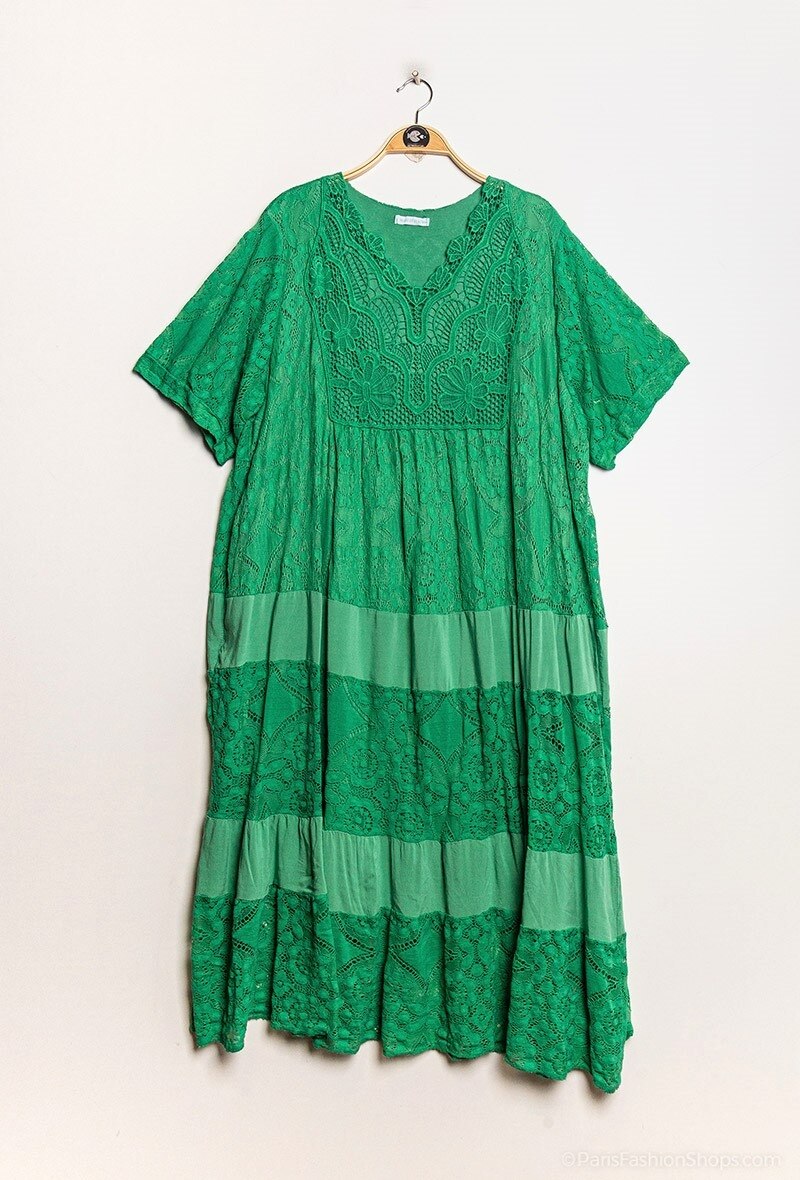 Plus Size Lace midi dress with overlay effect
