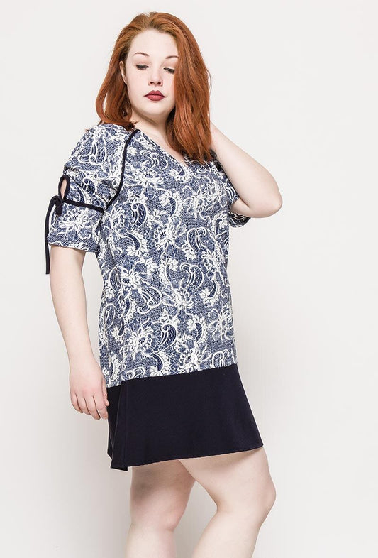Plus Size Tryckt Tunika eller Klänning