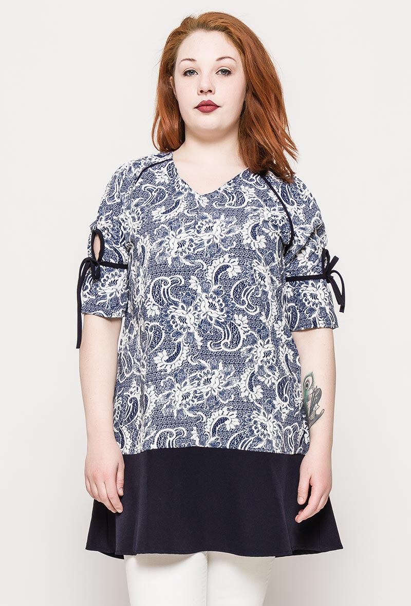Plus Size Tryckt Tunika eller Klänning