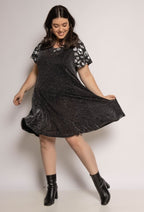 Plus Size Glittrande Klänning med Leopardtryck