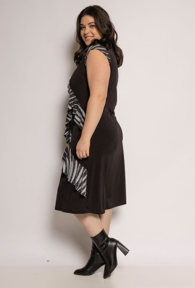 Plus Size Glittrande Klänning med Zebra-mönster