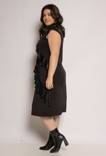Plus Size Glittrande Klänning med Zebra-mönster