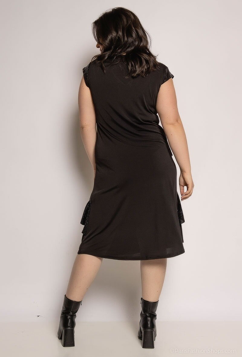 Plus Size Glittrande Klänning med Zebra-mönster