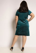 Plus Size Glittrig Sammet Klänning