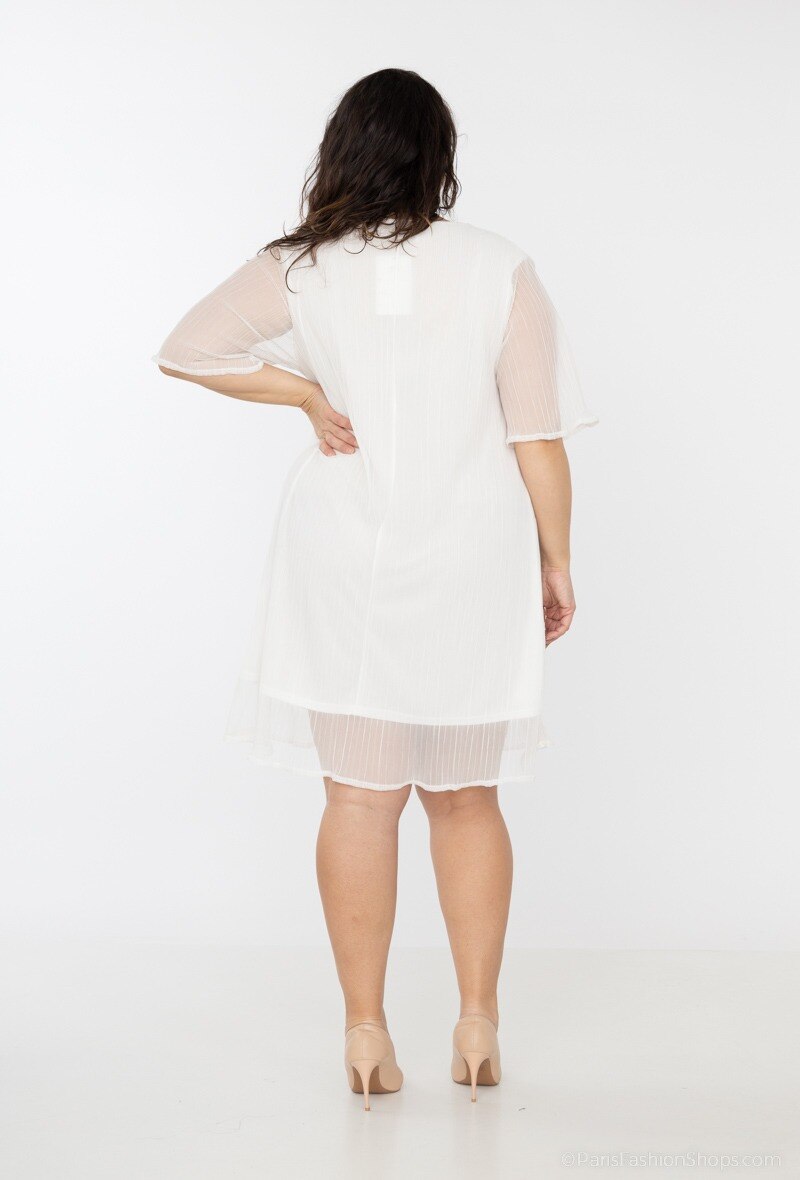 Plain pleated mesh dress i Stor Storlek