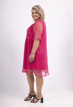 Plus Size Plisserad Meshklänning