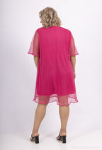 Plus Size Plisserad Meshklänning