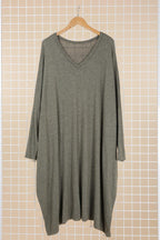 Plus Size Soft V-neck Oversized Sweater Dress