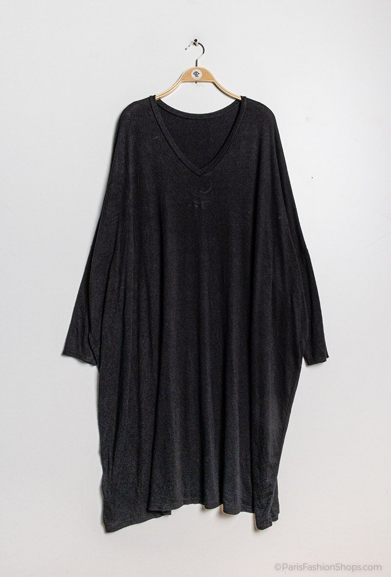 Plus Size Soft V-neck Oversized Sweater Dress