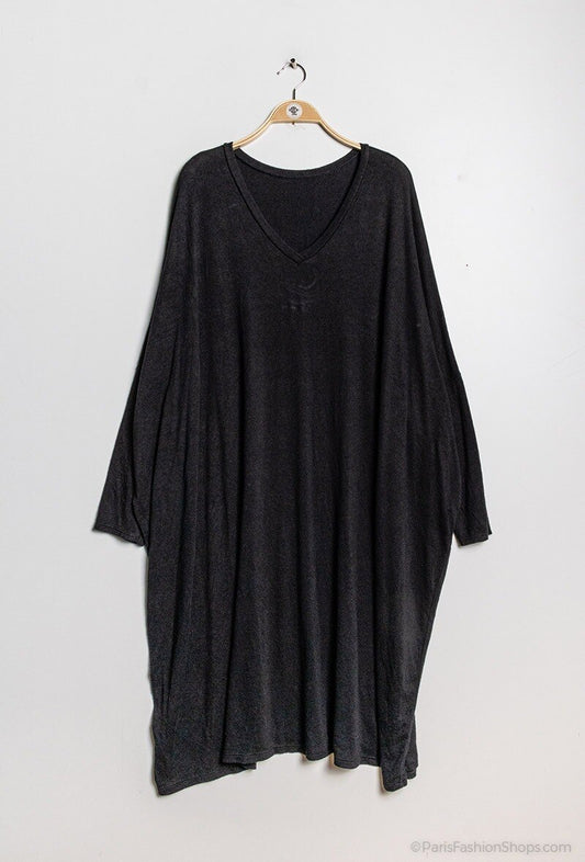 Plus Size Soft V-neck oversized sweater dress