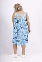 Plus Size Blommig Ärmlös Klänning med Spets