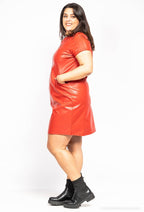 Plus Size Faux Leather Dress