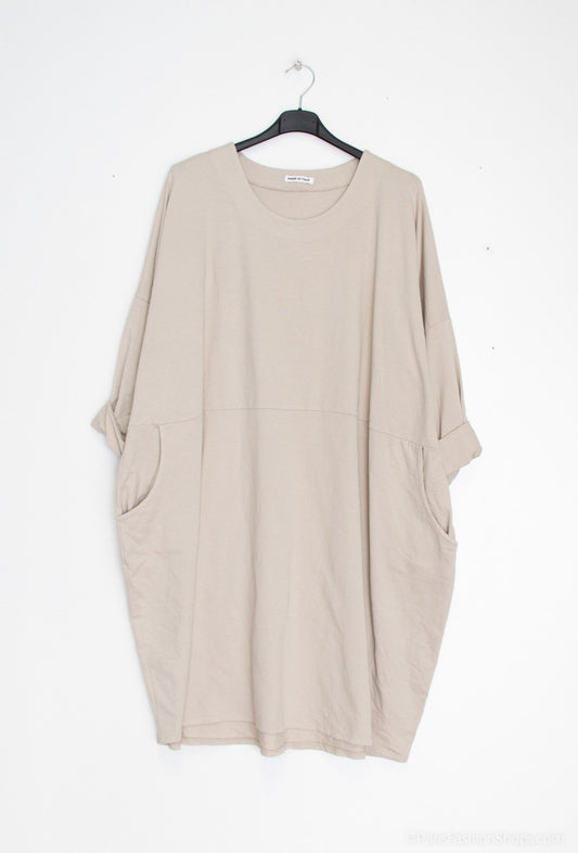 Plus Size Sweatshirtklänning med 2 fickor