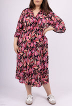 Plus Size Trapeze Klänning med Volangärm
