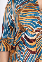 Plus Size Flared Sleeve Print Trapeze Dress with Ruffles