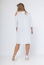 Plus Size Off-Shoulder Tunic Dress med Vågad Krage