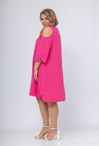 Plus Size Off-Shoulder Tunic Dress med Scalloped Krage
