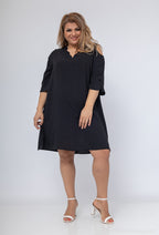 Plus Size Scalloped Collar Off-Shoulder Sleeve Tunic Dress