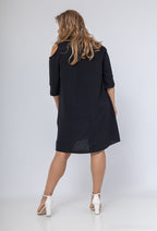 Plus Size Off-Shoulder Scalloped Collar Tunic Dress