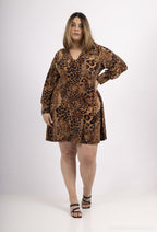 Plus Size V-neck Tunic Dress i Djurtryck
