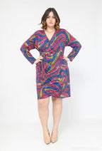Plus Size Tryckt Wrap Tunika Klänning