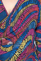 Plus Size Tryckt Wrap Tunika Klänning