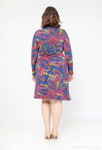 Plus Size Tryckt Wrap Tunika Klänning