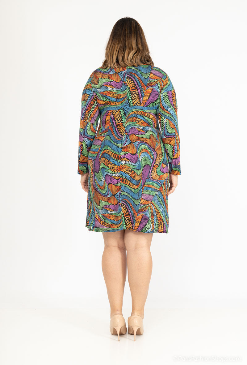 Plus Size Printed Wrap Tunic Dress