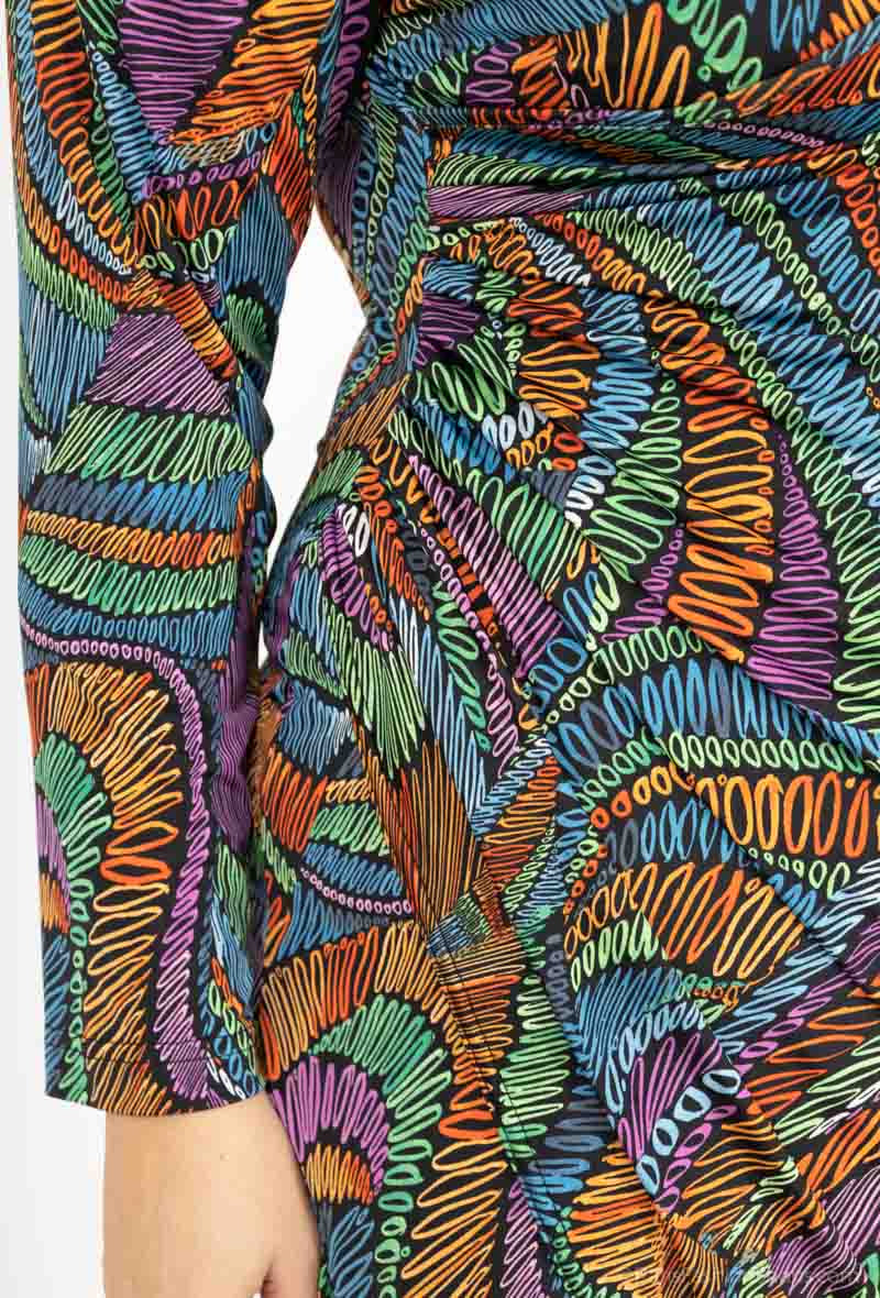 Plus Size Printed Wrap Tunic Dress