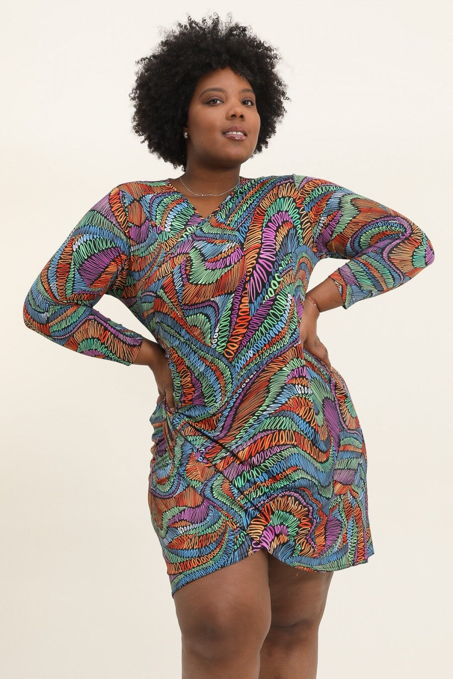 Tunikaklänning med omlott hjärttryck i Stor Storlek