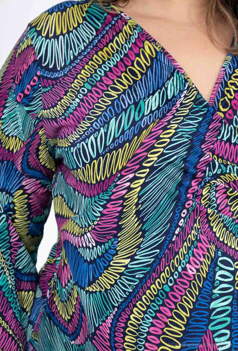 Plus Size Tryckt Omwrap Klänning