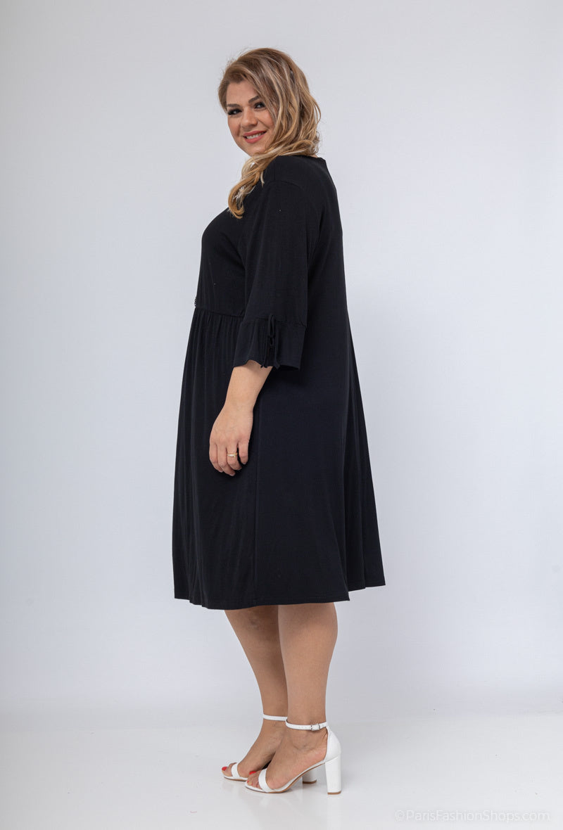 Plus Size Tunika Klänning med Spetskrage