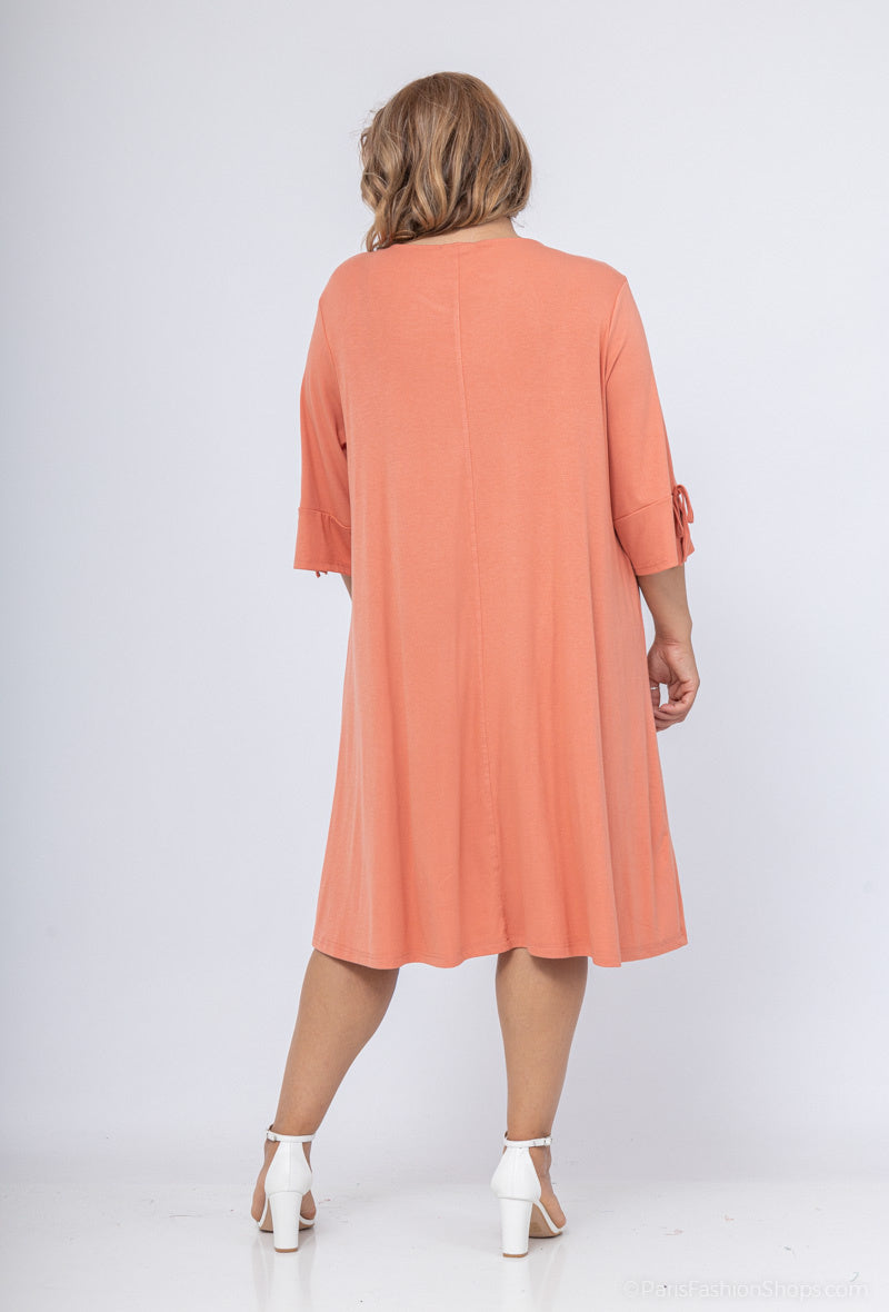 Plus Size Tunika Klänning med Spetskrage