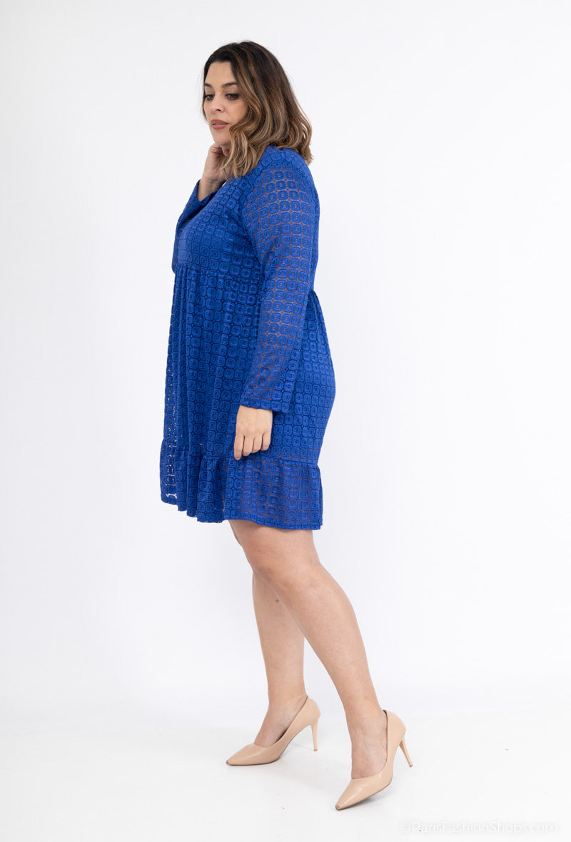 Plus Size V-ringad Spetsklänning
