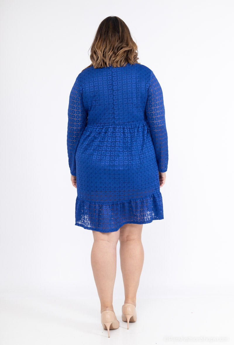 Plus Size V-ringad Spetsklänning