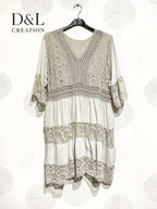 Plus Size United Dress with V -neck lace with T40 lining to T48