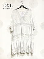 Plus Size United Dress with V -neck lace with T40 lining to T48