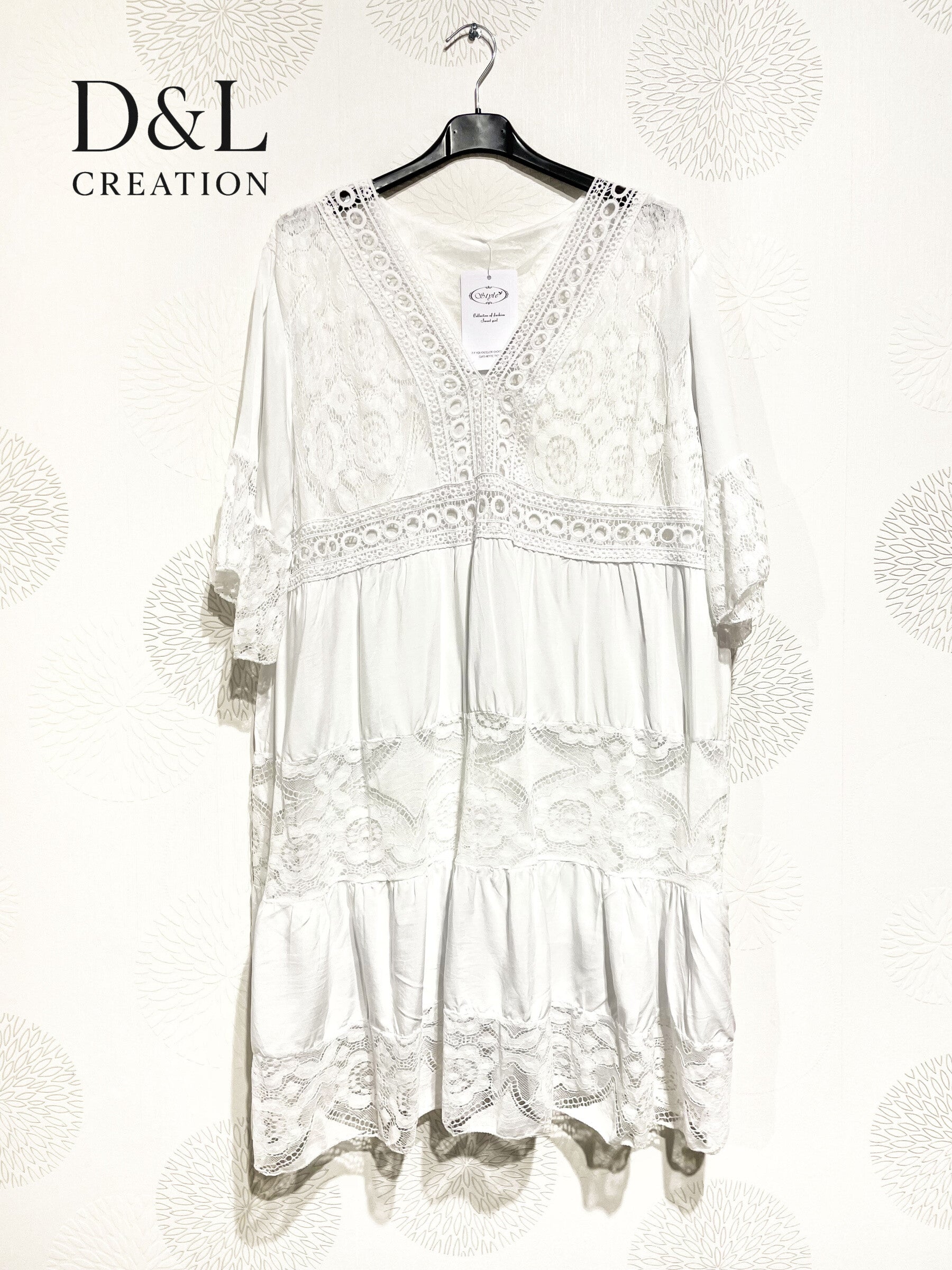 Plus Size United Dress with V -neck lace with T40 lining to T48