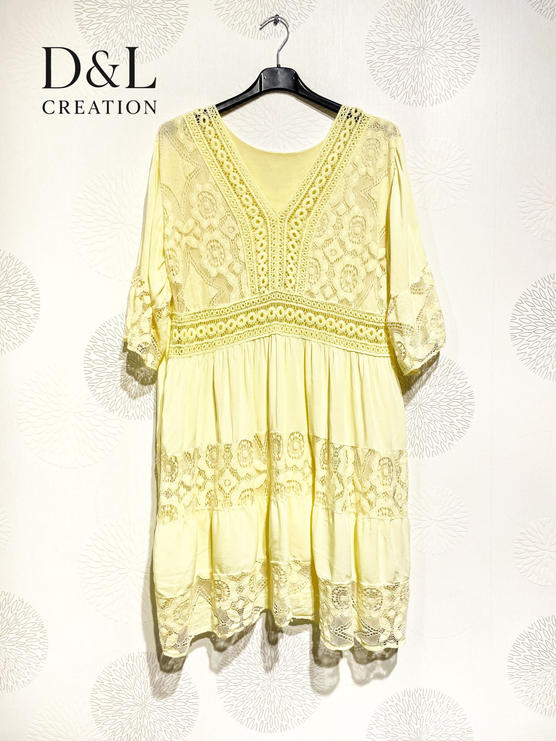 Plus Size United Dress with V -neck lace with T40 lining to T48