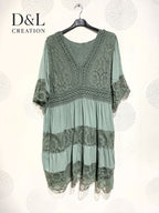 Plus Size United Dress with V -neck lace with T40 lining to T48